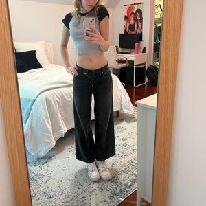 Waist 24 Length 32 Motel Rocks Low Rise Parallel Jeans (Vintage Black)